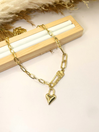 Naszyjnik choker z kłódką w kształcie serca – złoty akcent stylu
